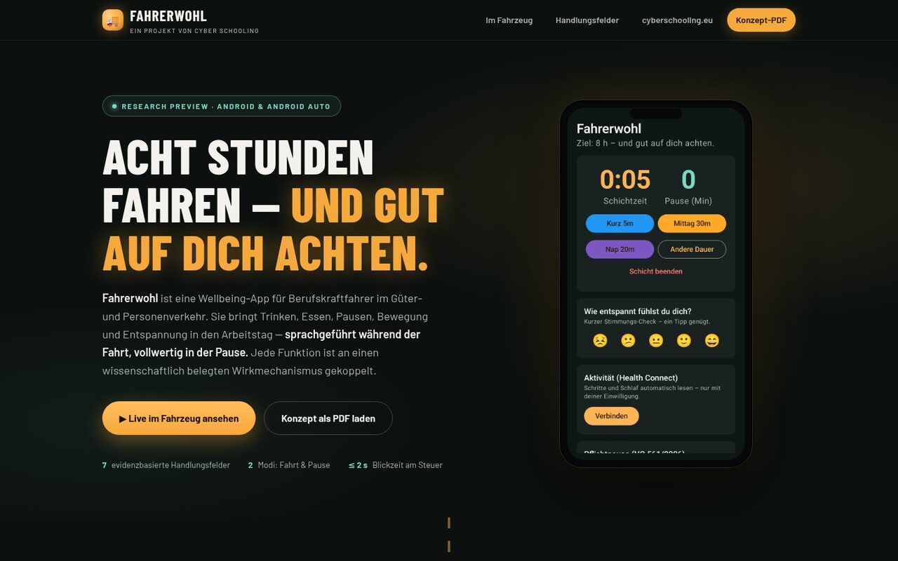 Fahrerwohl – Wellbeing-App für Berufskraftfahrer